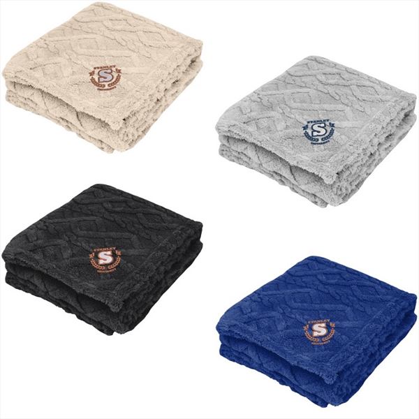 HH8070 Alpine rPET Sherpa Blanket With Embroidered Custom Imprint